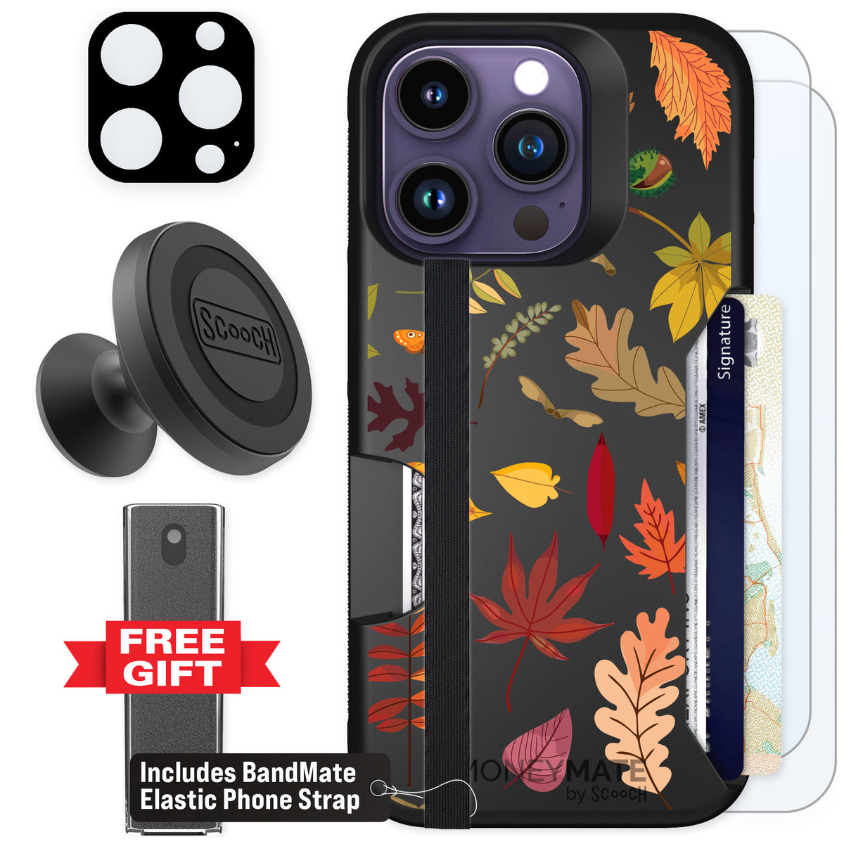Scooch Moneymate Autumn Leaves for iPhone 14 Pro — Defender Bundle