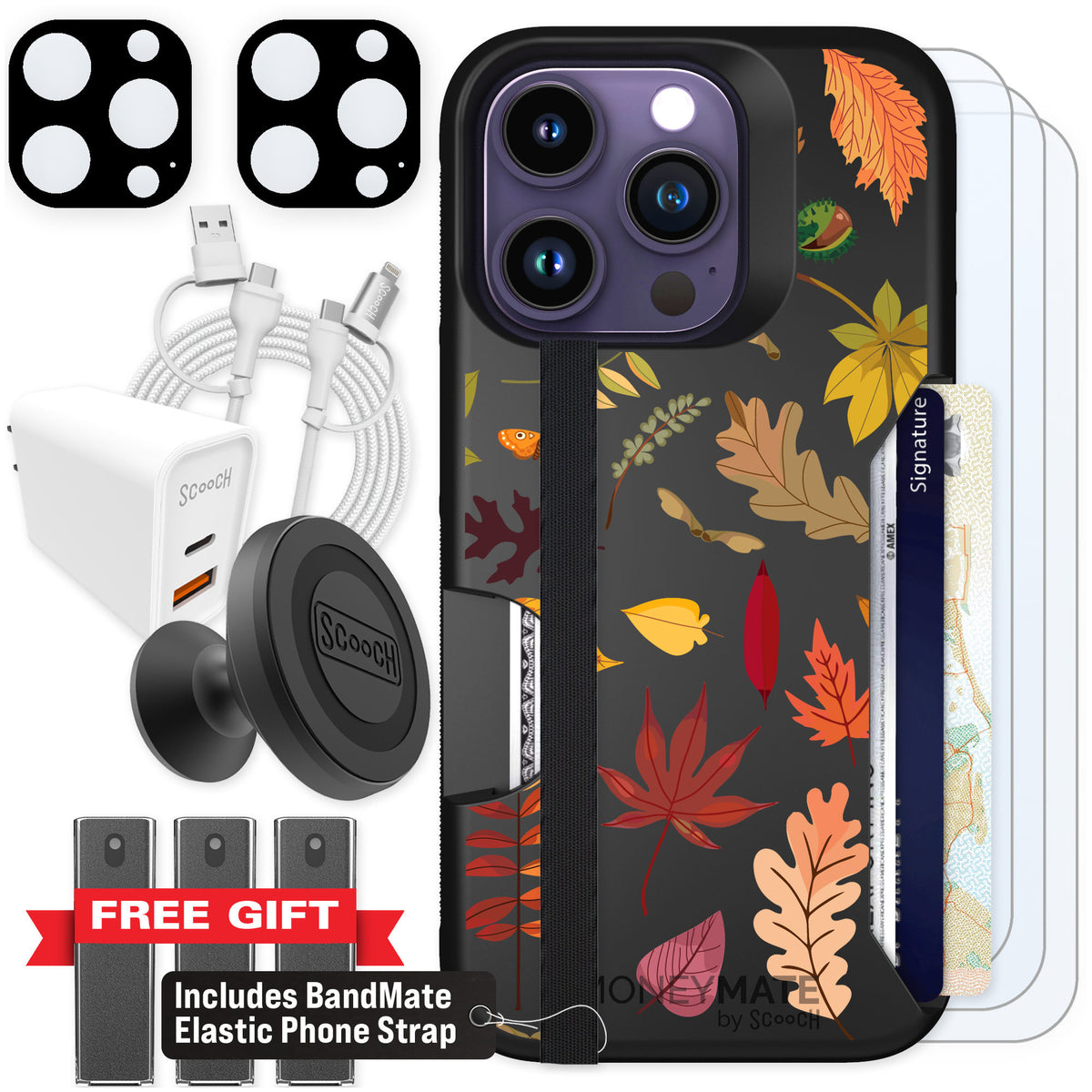Scooch Moneymate Autumn Leaves for iPhone 14 Pro — Ultimate Bundle