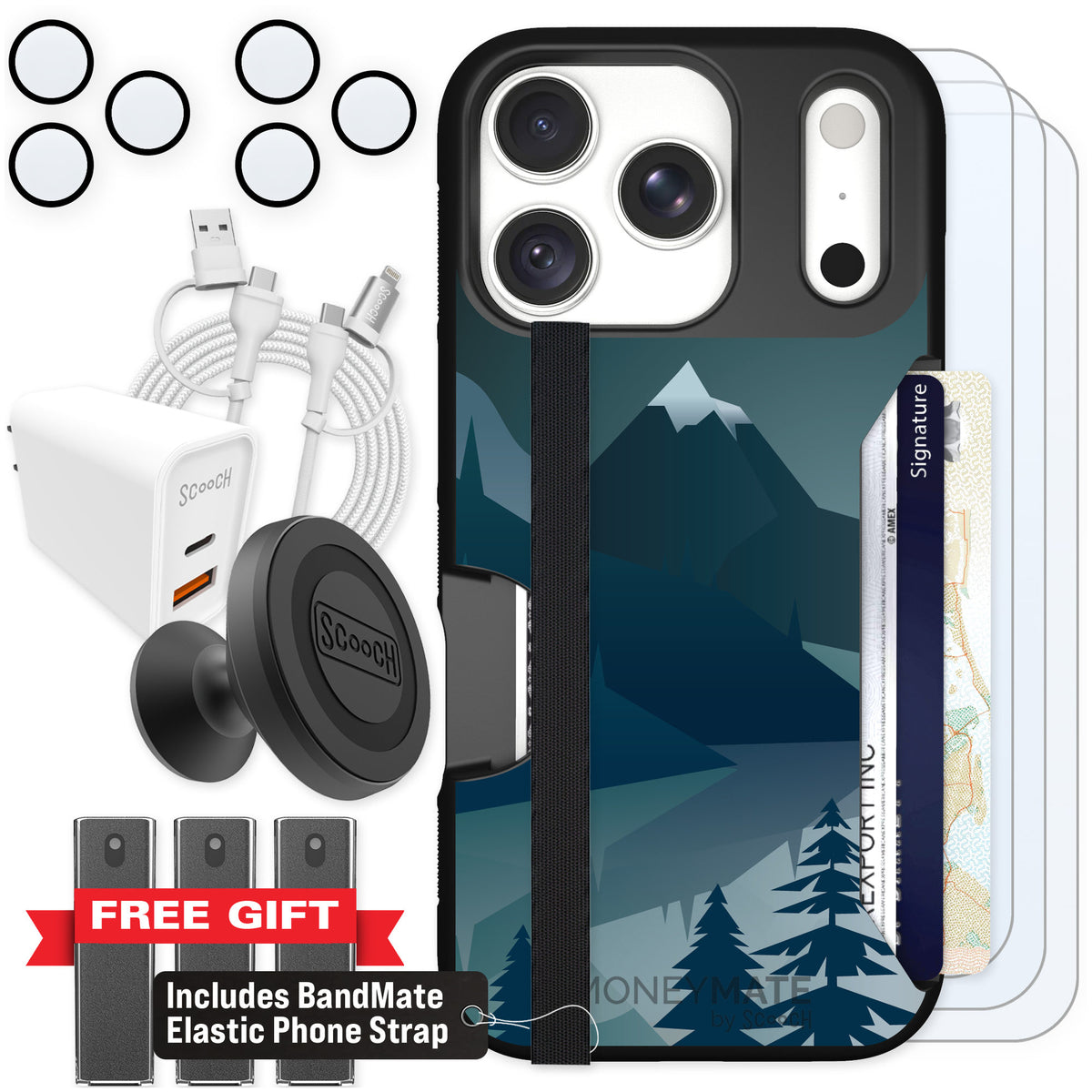 Scooch Moneymate Midnight Ridge for iPhone 18 Pro — Ultimate Bundle