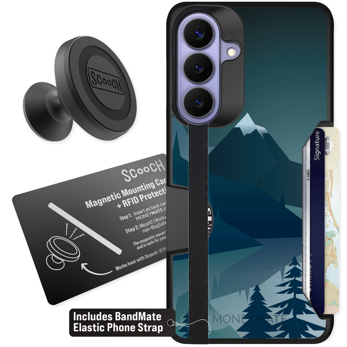 Scooch Moneymate Midnight Ridge for Galaxy S26+ — Starter Bundle
