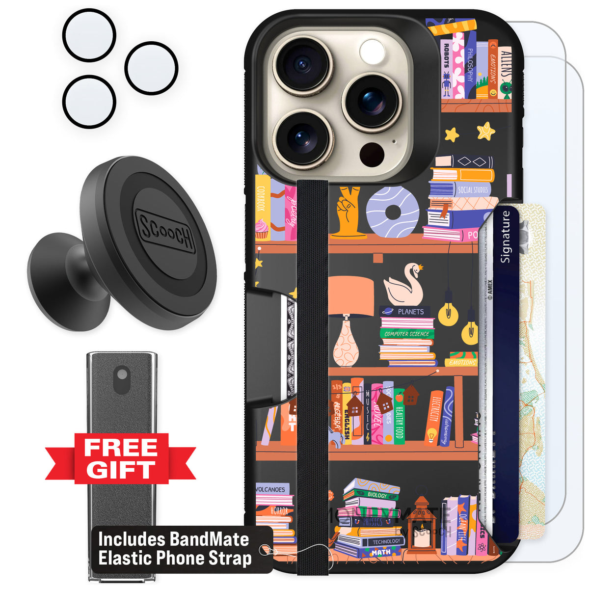 Scooch Moneymate Little Library for iPhone 15 Pro — Defender Bundle