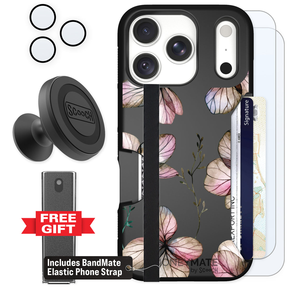 Scooch Moneymate Dried Flowers for iPhone 18 Pro — Defender Bundle