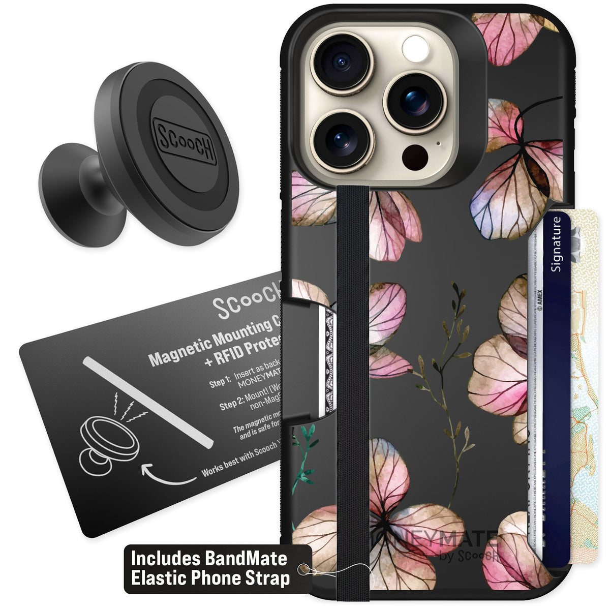 Scooch Moneymate Dried Flowers for iPhone 15 Pro — Starter Bundle