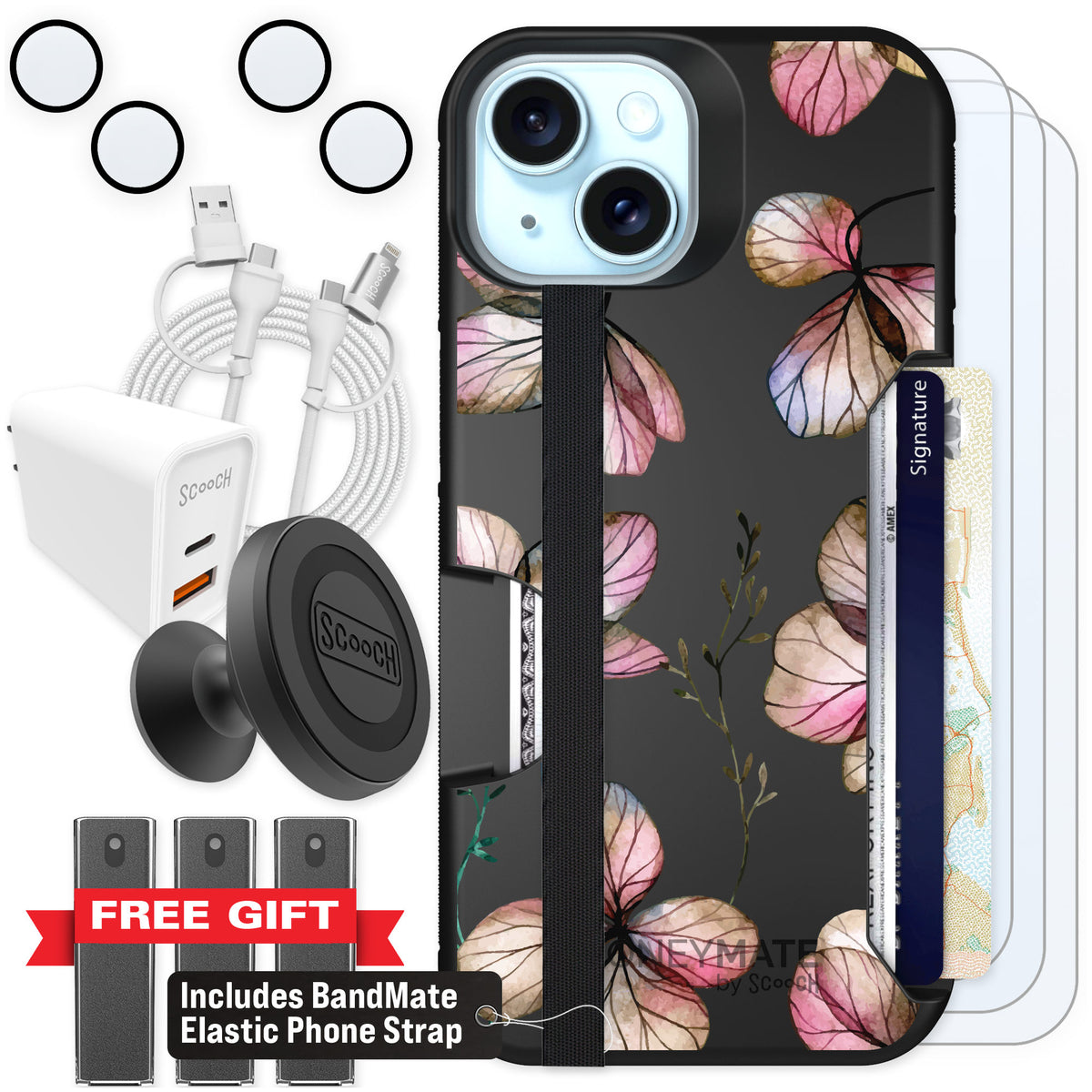 Scooch Moneymate Dried Flowers for iPhone 15 — Ultimate Bundle