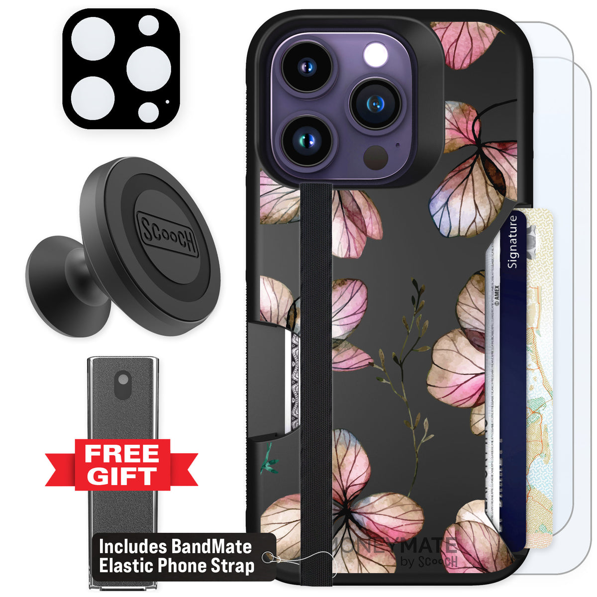 Scooch Moneymate Dried Flowers for iPhone 14 Pro — Defender Bundle
