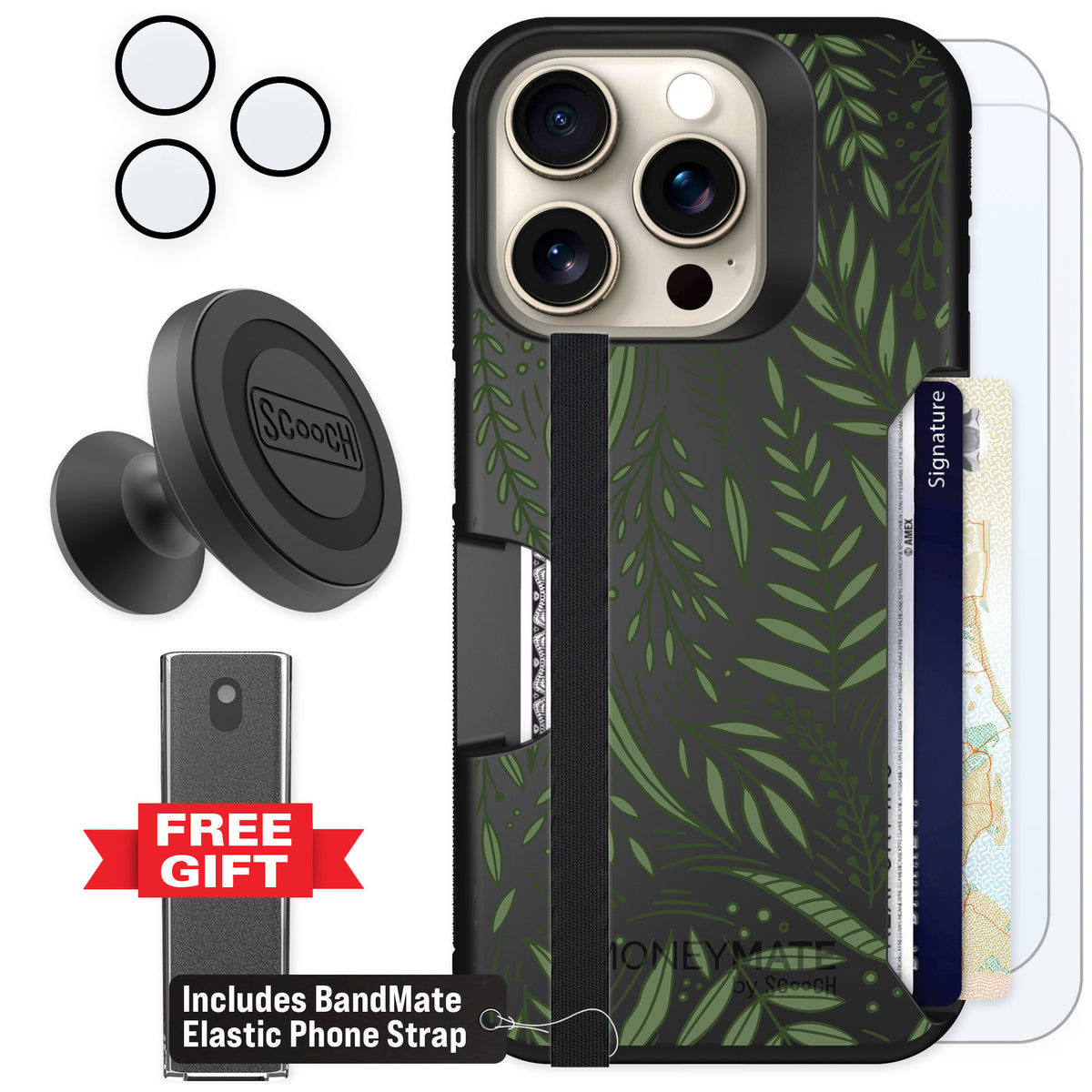 Scooch Moneymate Willow Garden for iPhone 15 Pro — Defender Bundle