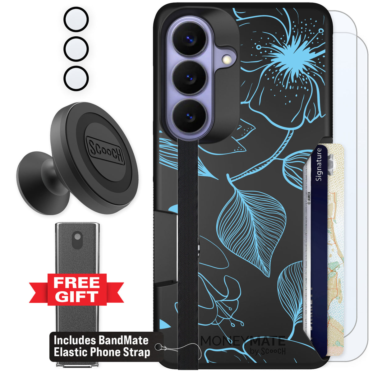 Scooch Moneymate Blue Hibiscus for Galaxy S26 — Defender Bundle