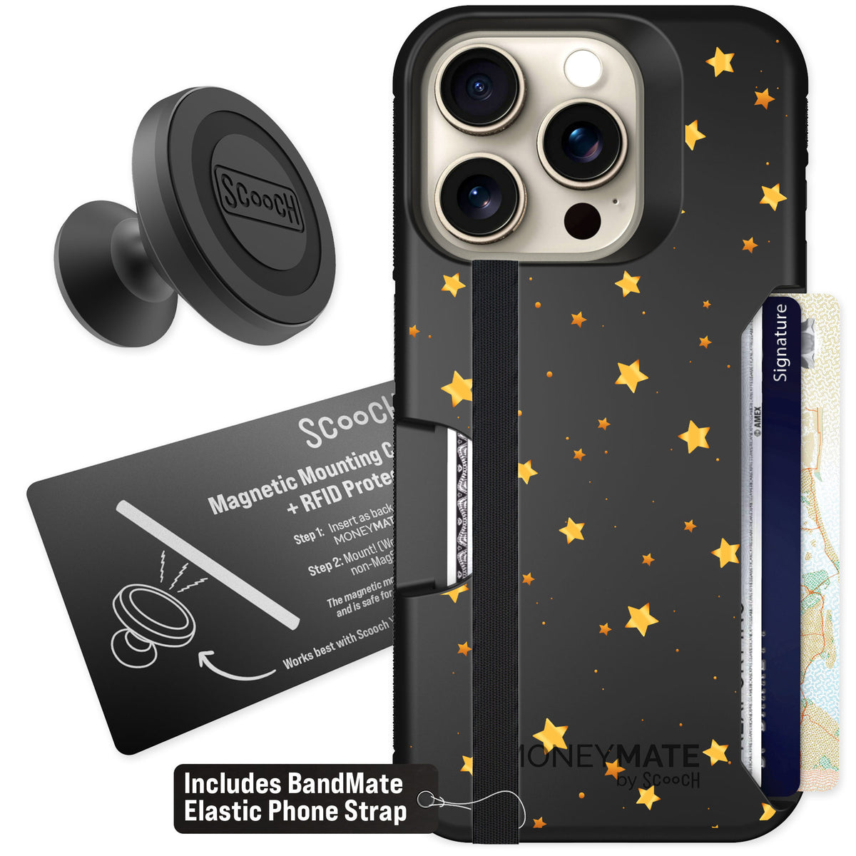 Scooch Moneymate Gold Stars for iPhone 15 Pro — Starter Bundle