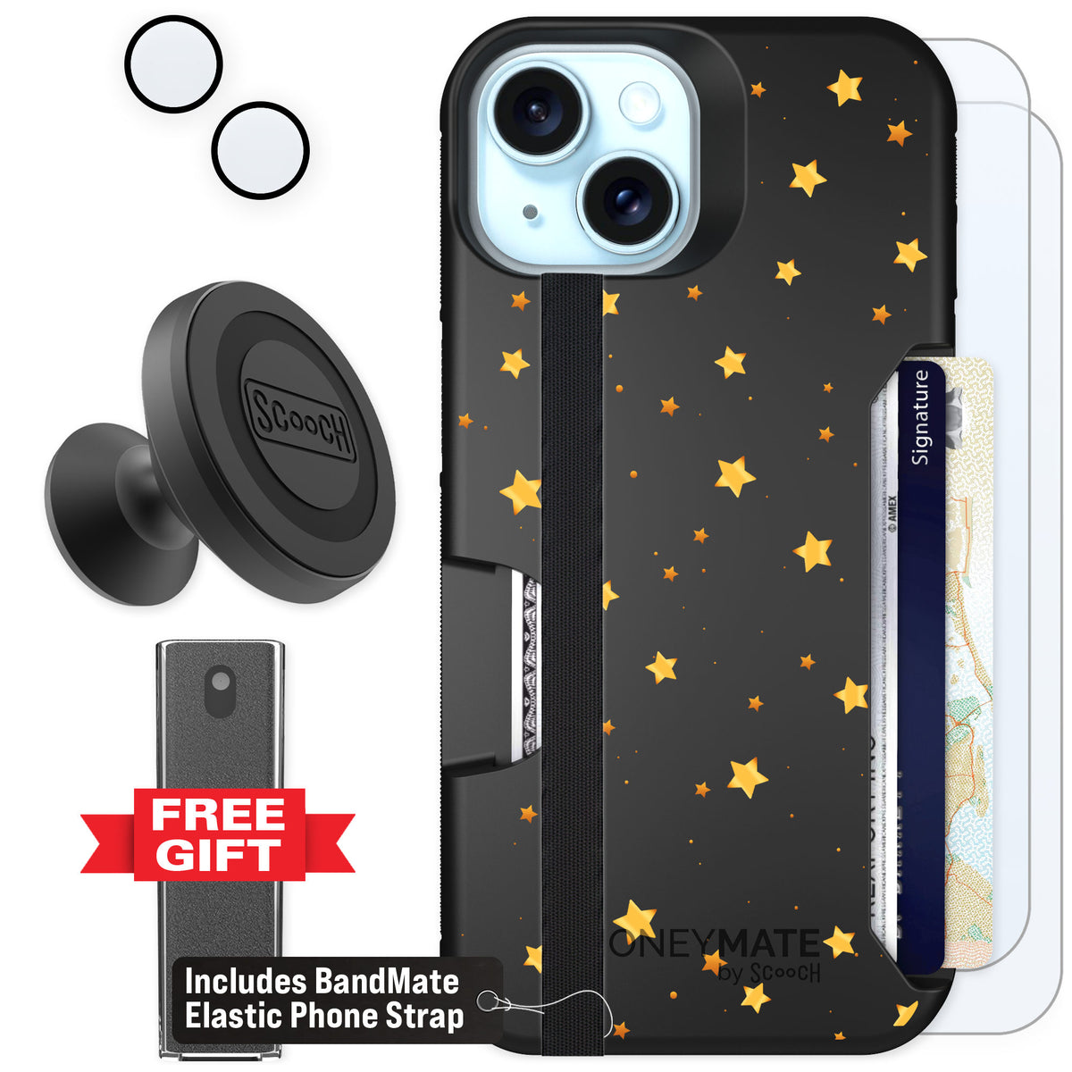 Scooch Moneymate Gold Stars for iPhone 15 — Defender Bundle