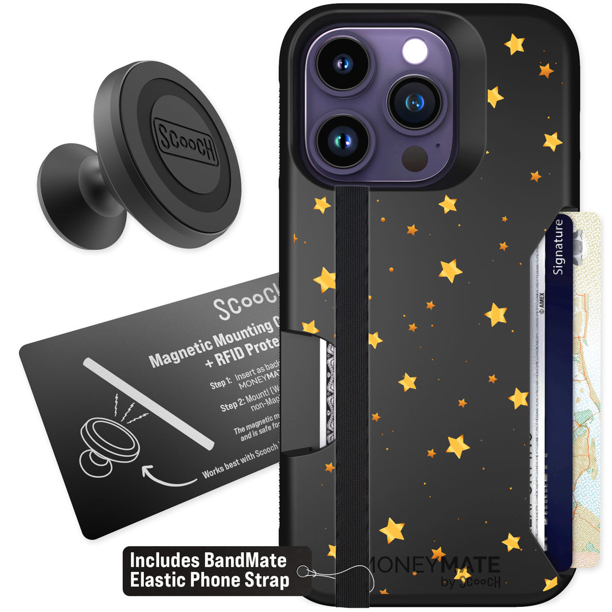 Scooch Moneymate Gold Stars for iPhone 14 Pro — Starter Bundle