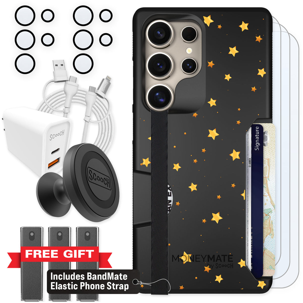 Scooch Moneymate Gold Stars for Galaxy S25 Ultra — Ultimate Bundle