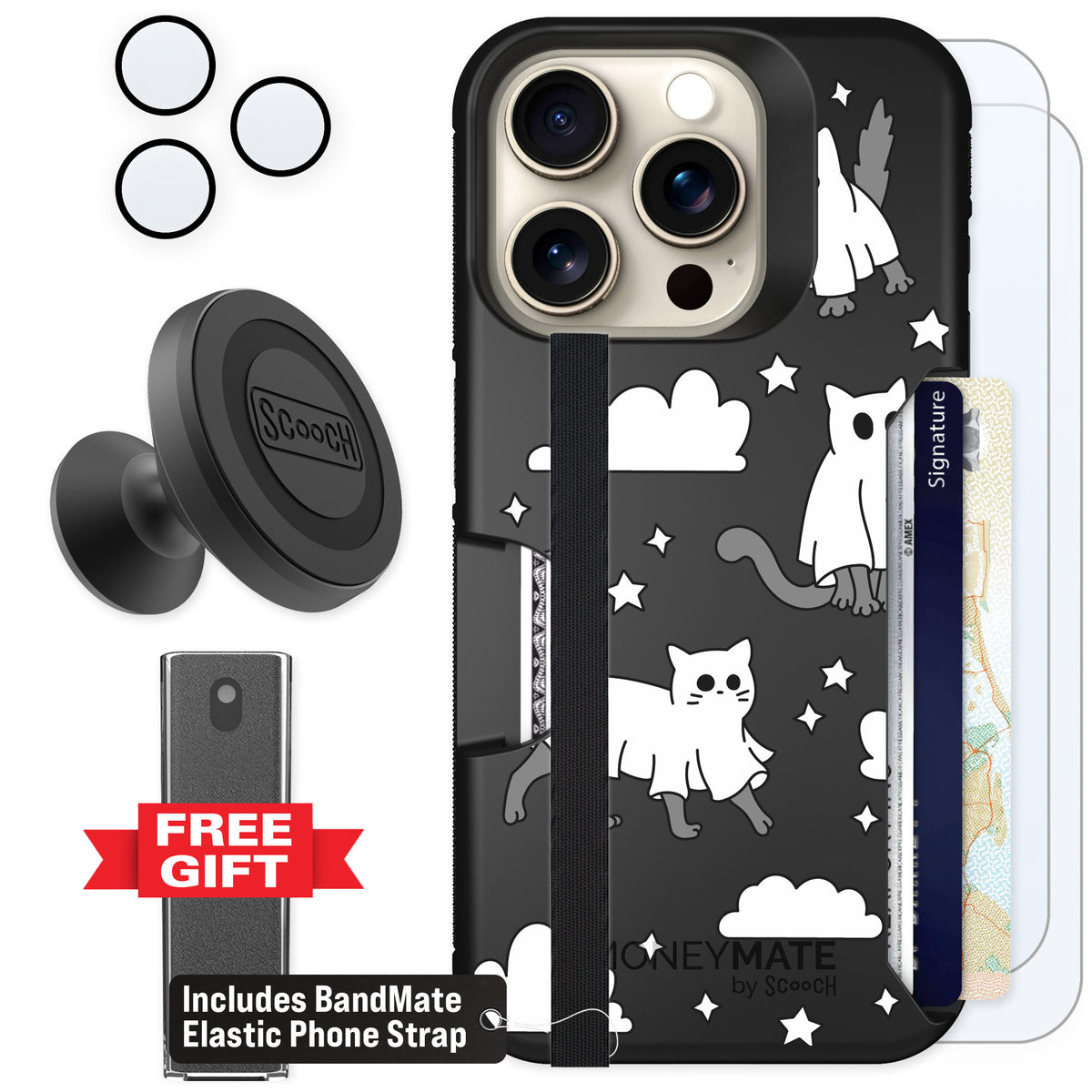 Scooch Moneymate Scaredy Cats for iPhone 15 Pro — Defender Bundle