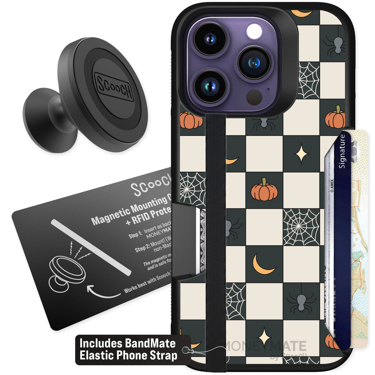Scooch Moneymate Spooky Squares for iPhone 14 Pro — Starter Bundle