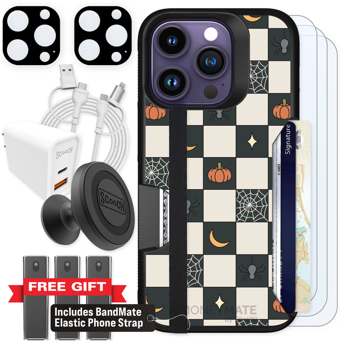 Scooch Moneymate Spooky Squares for iPhone 14 Pro — Ultimate Bundle