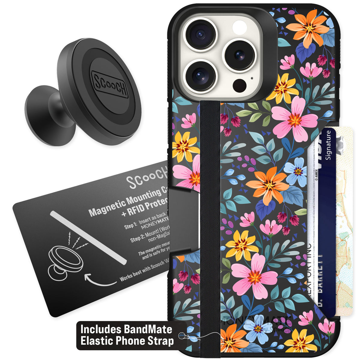 Scooch Moneymate Full Bloom for iPhone 16 Pro Max — Starter Bundle