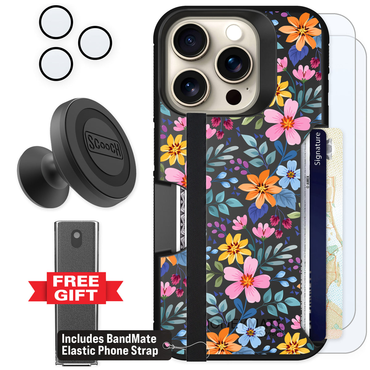 Scooch Moneymate Full Bloom for iPhone 15 Pro — Defender Bundle