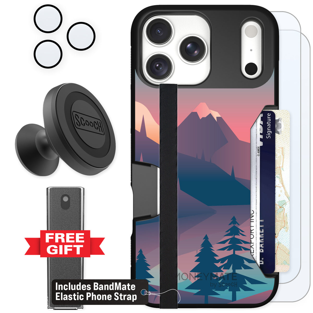 Scooch Moneymate Mountain Range for iPhone 18 Pro Max — Defender Bundle