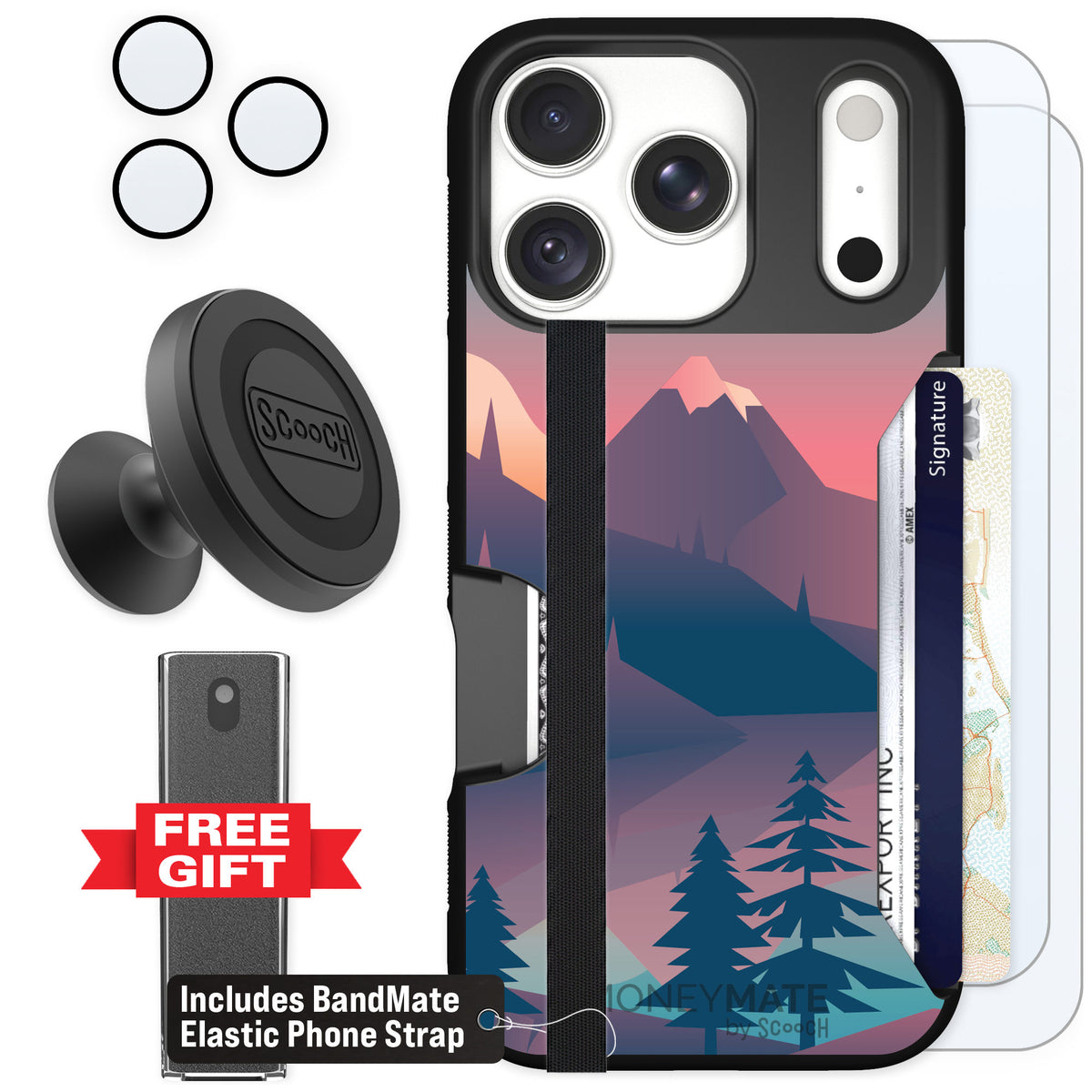 Scooch Moneymate Mountain Range for iPhone 18 Pro — Defender Bundle