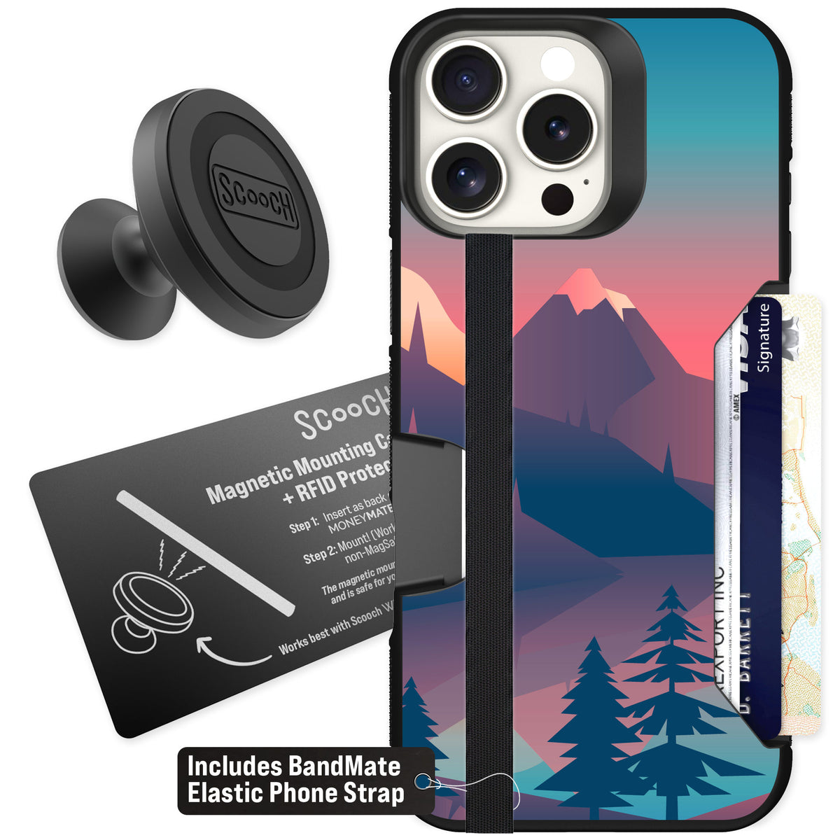 Scooch Moneymate Mountain Range for iPhone 16 Pro Max — Starter Bundle