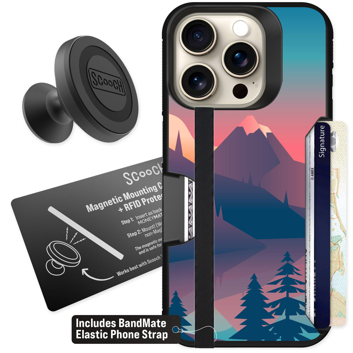 Scooch Moneymate Mountain Range for iPhone 15 Pro — Starter Bundle
