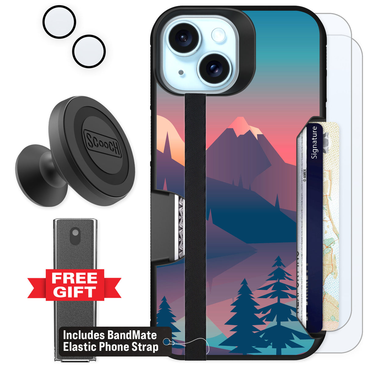 Scooch Moneymate Mountain Range for iPhone 15 — Defender Bundle