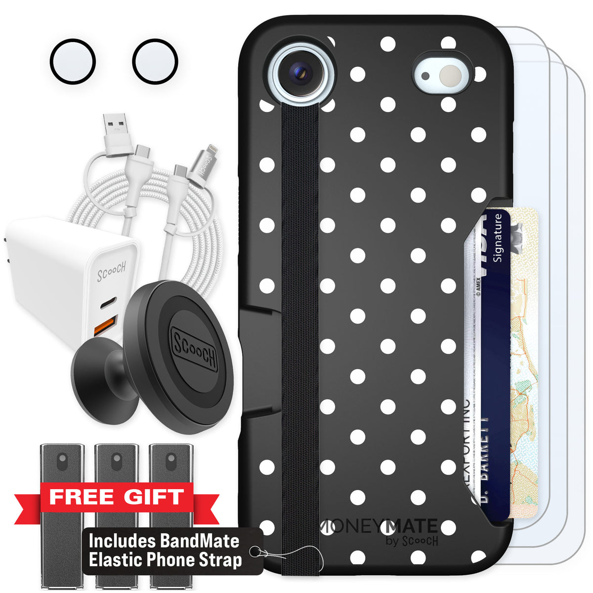 Scooch Moneymate Polka Dots for iPhone Air — Ultimate Bundle