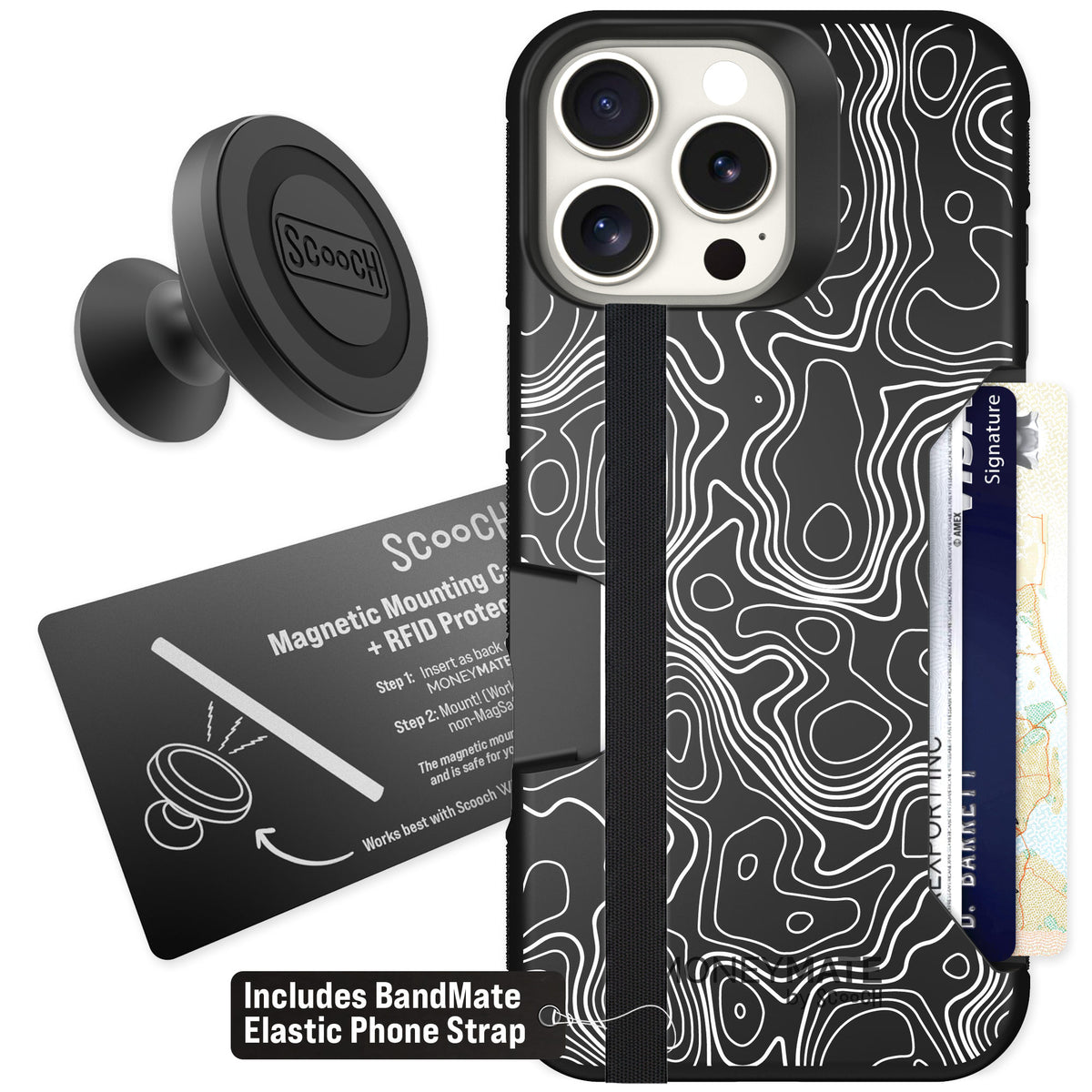 Scooch Moneymate Topography for iPhone 16 Pro Max — Starter Bundle