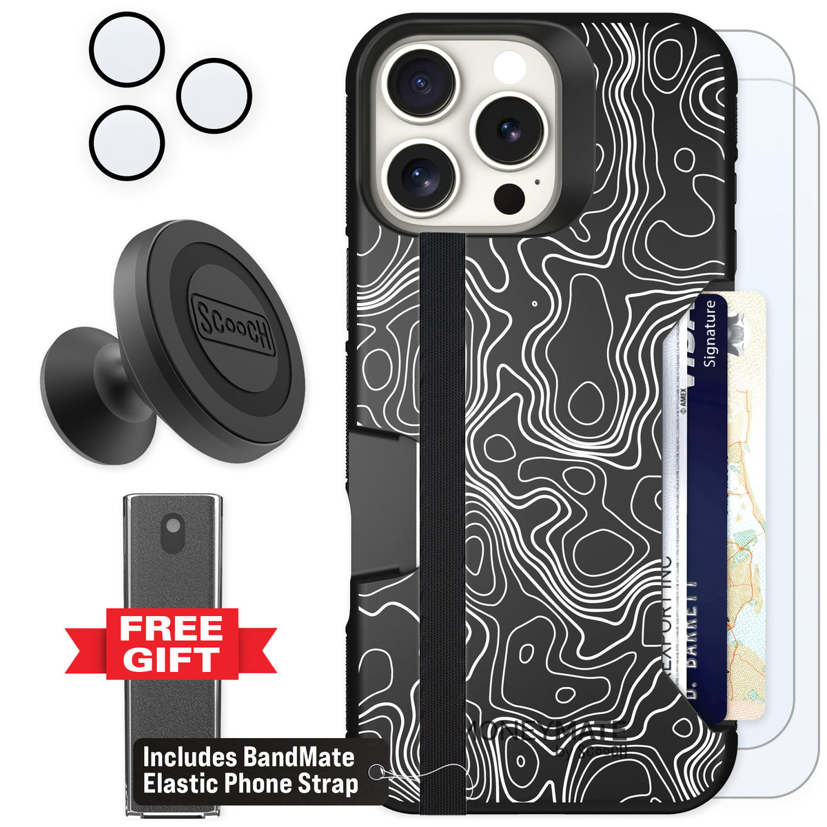 Scooch Moneymate Topography for iPhone 16 Pro Max — Defender Bundle