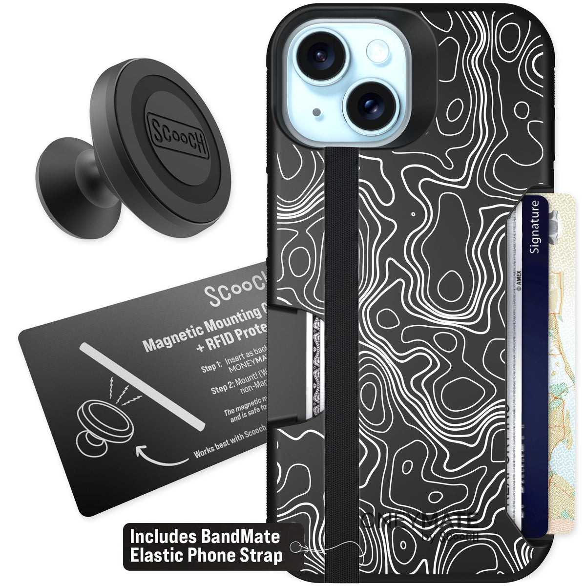 Scooch Moneymate Topography for iPhone 15 — Starter Bundle