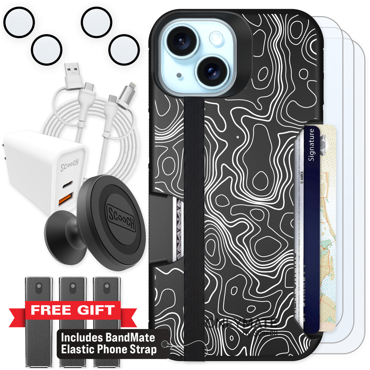 Scooch Moneymate Topography for iPhone 15 — Ultimate Bundle