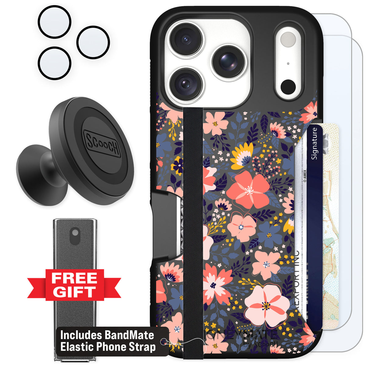 Scooch Moneymate Wildflowers for iPhone 18 Pro — Defender Bundle