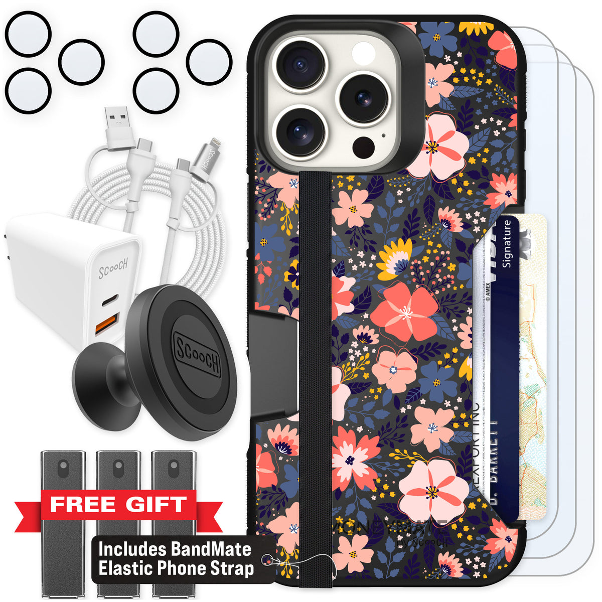 Scooch Moneymate Wildflowers for iPhone 16 Pro Max — Ultimate Bundle