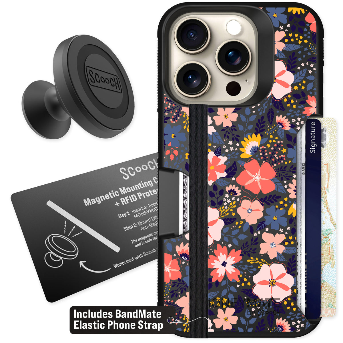 Scooch Moneymate Wildflowers for iPhone 15 Pro — Starter Bundle