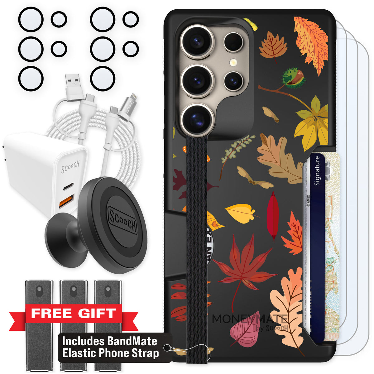 Scooch Moneymate Autumn Leaves for Galaxy S25 Ultra — Ultimate Bundle
