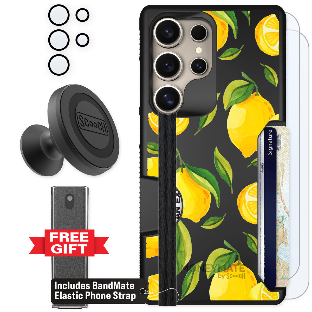 Scooch Moneymate Amalfi Lemons for Galaxy S25 Ultra — Defender Bundle