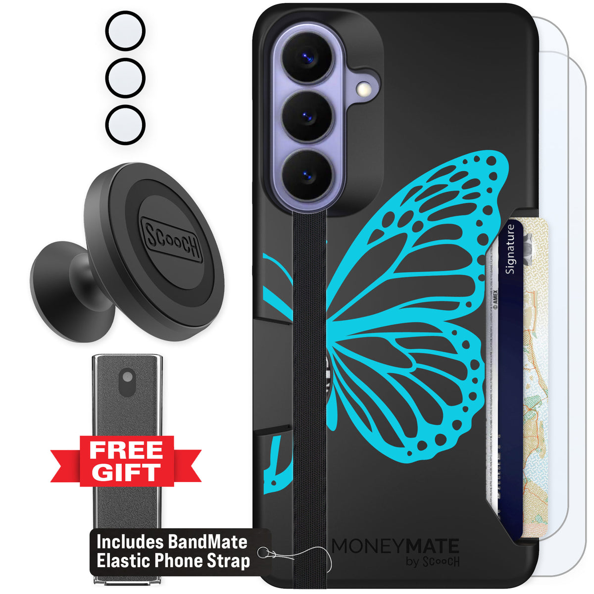 Scooch Moneymate Azure Butterfly for Galaxy S26+ — Defender Bundle