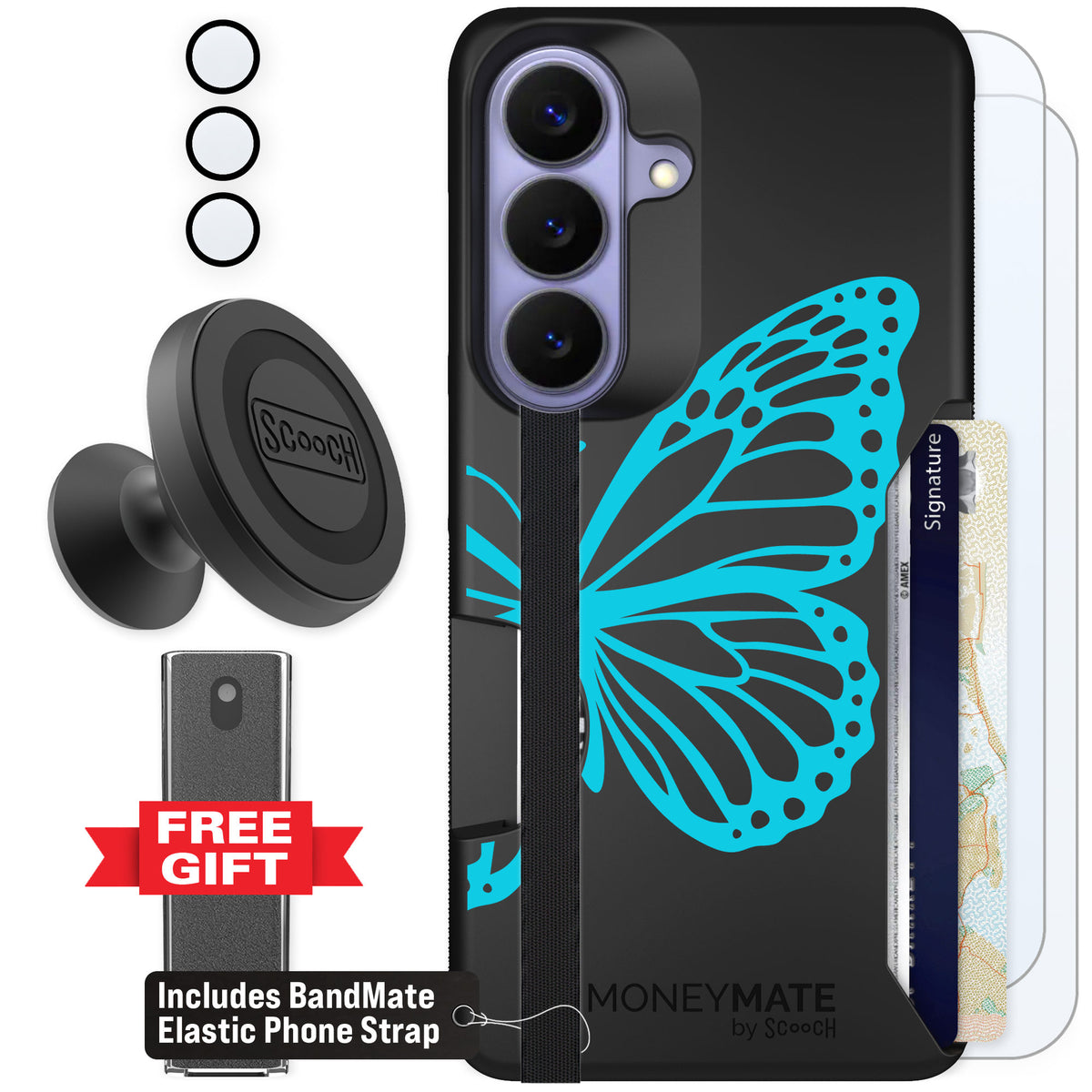 Scooch Moneymate Azure Butterfly for Galaxy S26 — Defender Bundle