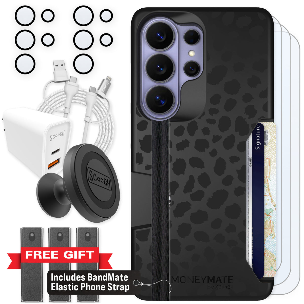 Scooch Moneymate Black Leopard for Galaxy S26 Ultra — Ultimate Bundle