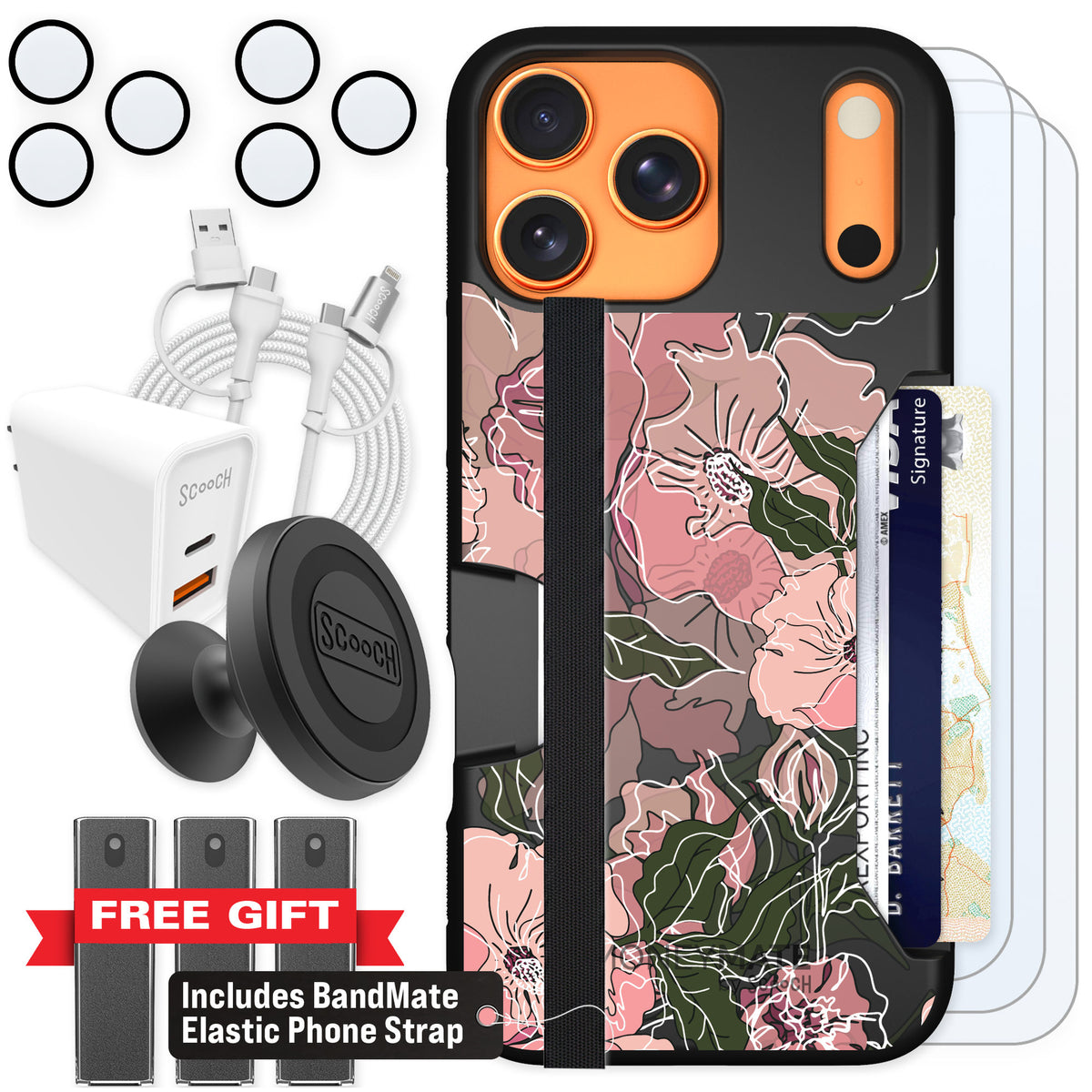 Scooch Moneymate Blush Botanical for iPhone 17 Pro Max — Ultimate Bundle