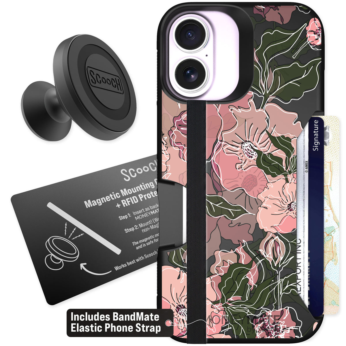 Scooch Moneymate Blush Botanical for iPhone 17 — Starter Bundle