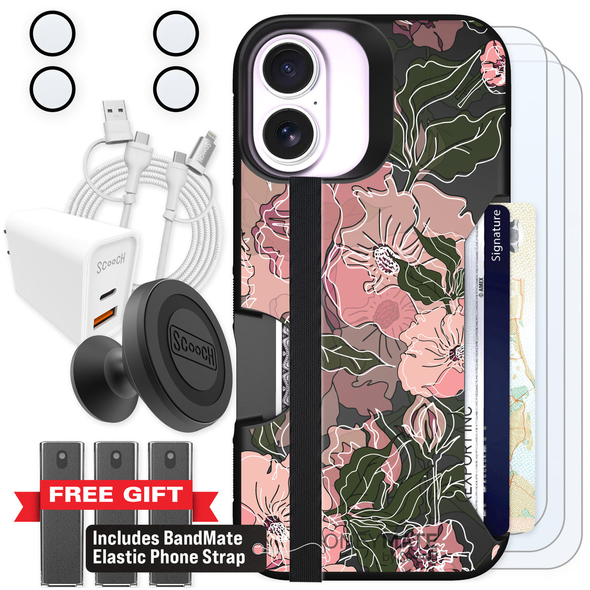 Scooch Moneymate Blush Botanical for iPhone 17 — Ultimate Bundle