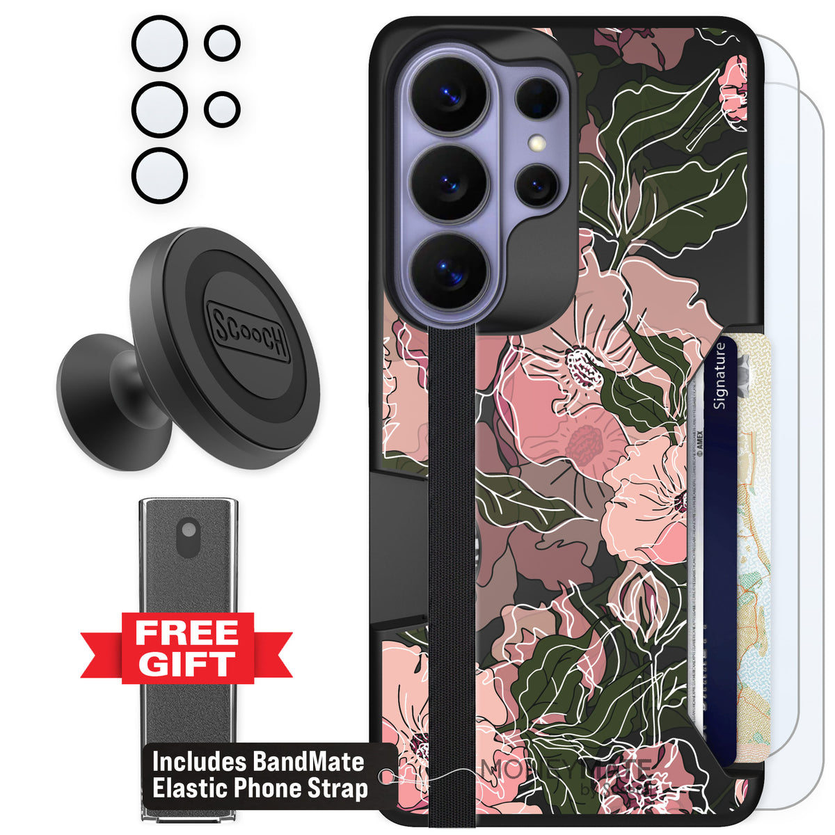 Scooch Moneymate Blush Botanical for Galaxy S26 Ultra — Defender Bundle