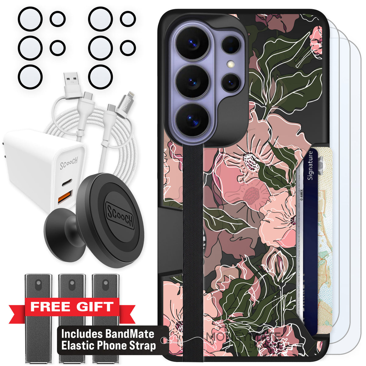 Scooch Moneymate Blush Botanical for Galaxy S26 Ultra — Ultimate Bundle