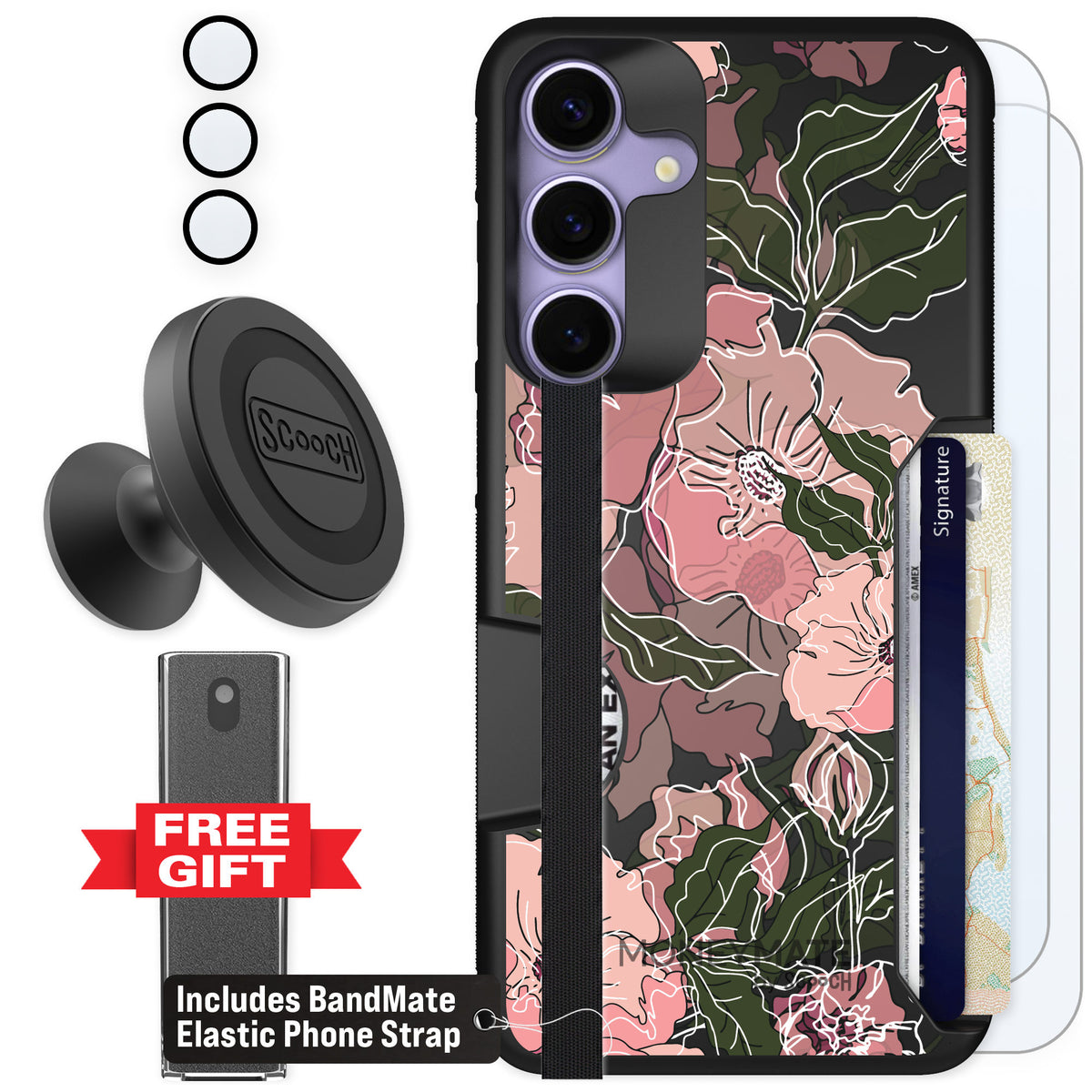 Scooch Moneymate Blush Botanical for Galaxy S25+ — Defender Bundle