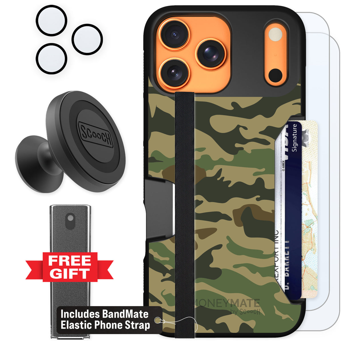 Scooch Moneymate Classic Camo for iPhone 17 Pro Max — Defender Bundle