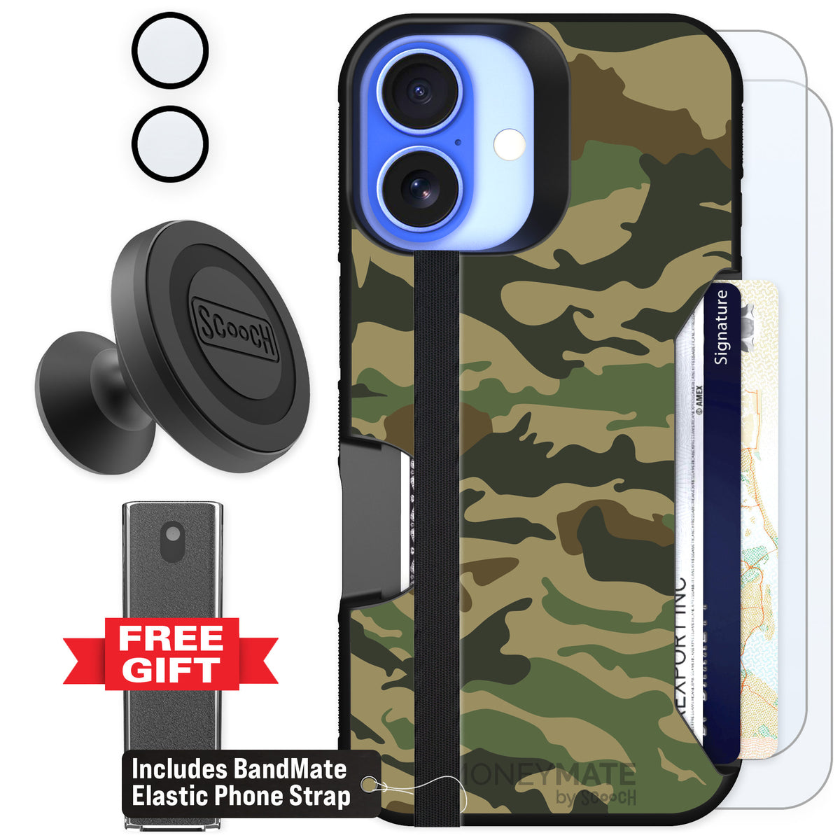 Scooch Moneymate Classic Camo for iPhone 16 — Defender Bundle