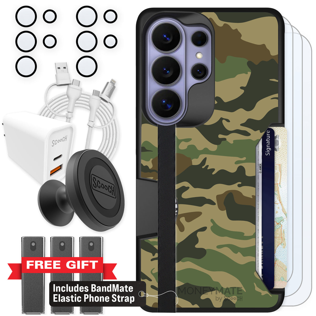 Scooch Moneymate Classic Camo for Galaxy S26 Ultra — Ultimate Bundle