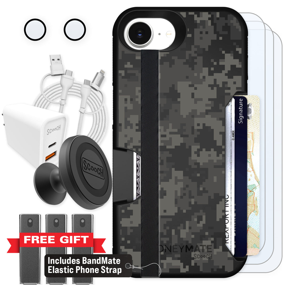 Scooch Moneymate Digi Camo for iPhone 17e — Ultimate Bundle