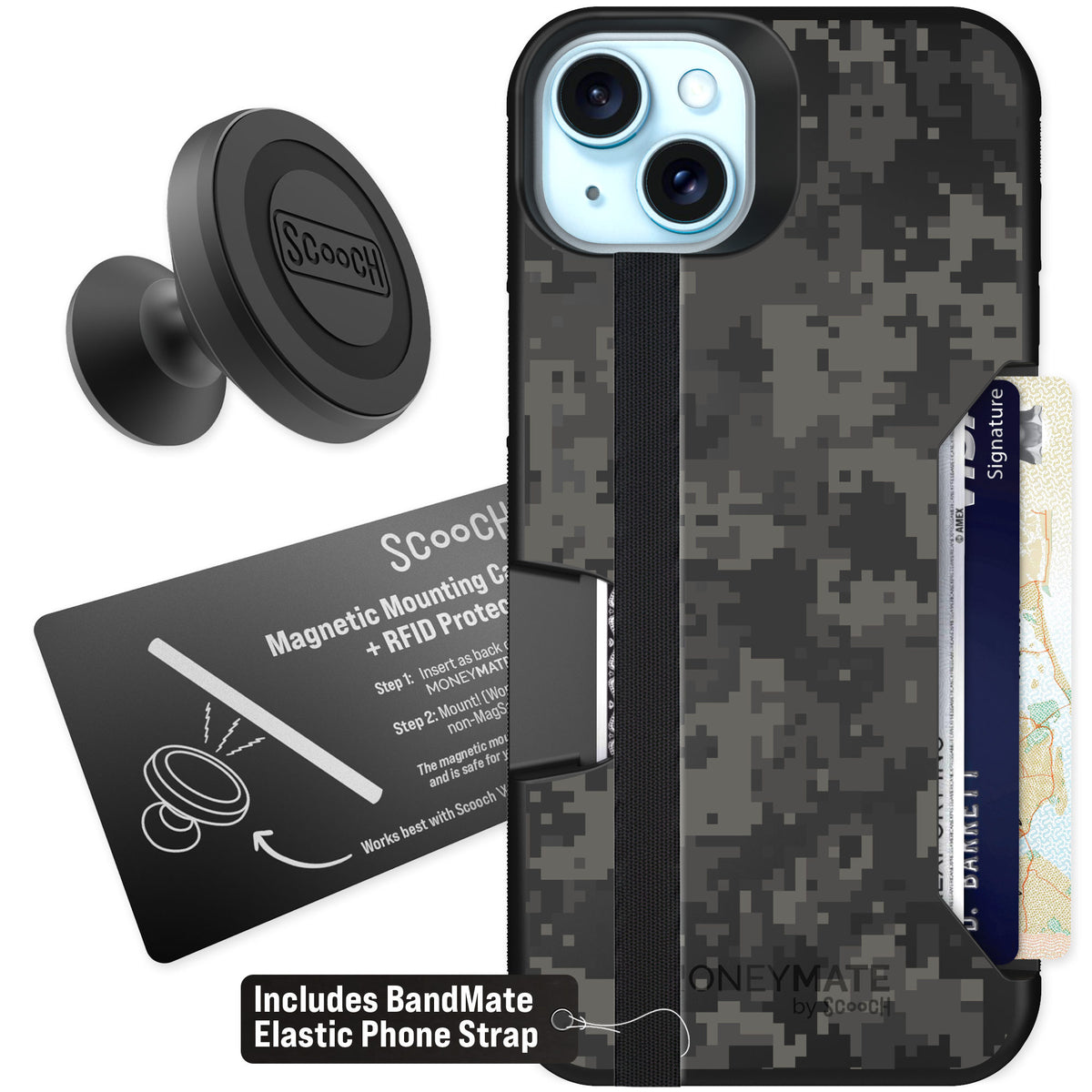 Scooch Moneymate Digi Camo for iPhone 14 Plus — Starter Bundle