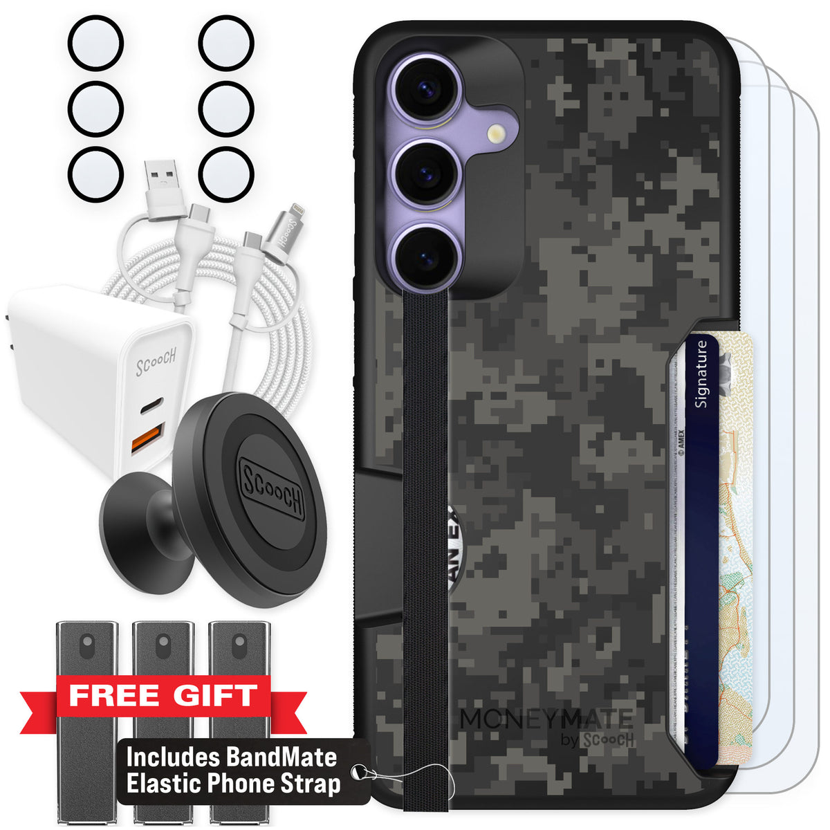 Scooch Moneymate Digi Camo for Galaxy S25+ — Ultimate Bundle